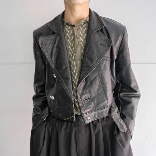1970s Germany black motorcycle jacket -super short length-