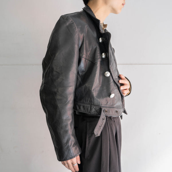 1970s Germany black motorcycle jacket -super short length-