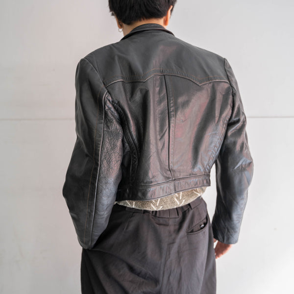 1970s Germany black motorcycle jacket -super short length-