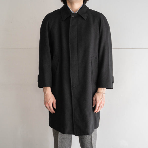around 1980s Japan vintage black color soutien collar coat -good fabric-