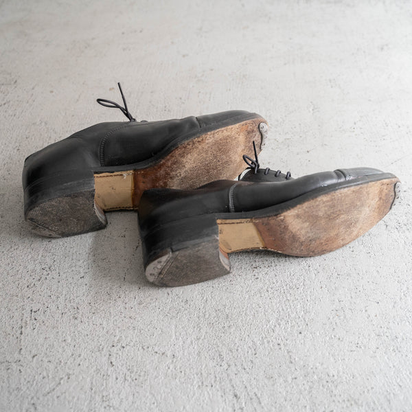 00-10s British military black color straight tip leather shoes -leather sole-