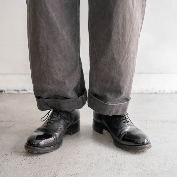 00-10s British military black color straight tip leather shoes -leather sole-