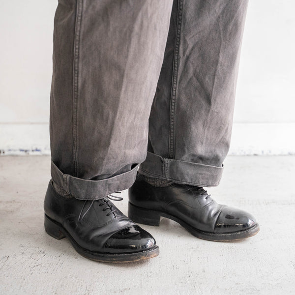 00-10s British military black color straight tip leather shoes -leather sole-