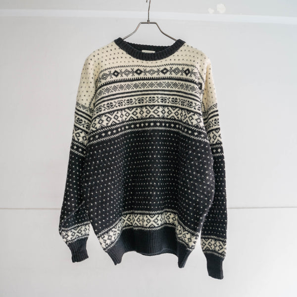 1990s white × black all-over pattern knit