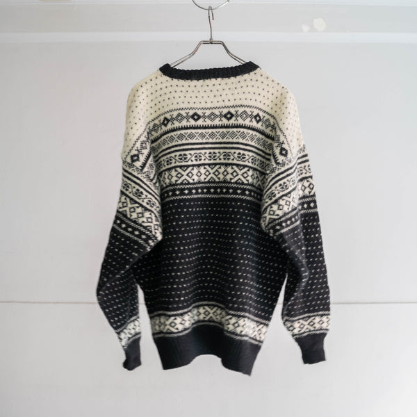 1990s white × black all-over pattern knit