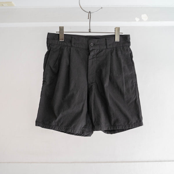 1970s Italian military two tuck chino shorts -black dyed- 'dead stock'