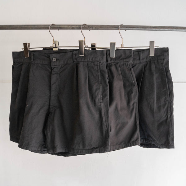 1970s Italian military two tuck chino shorts -black dyed- 'dead stock'