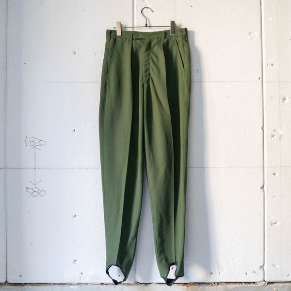 1970s Swedish military wool × poly work pants -with foot strap 'dead stock'