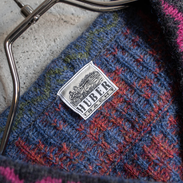 1990s all-over pattern full open knit with silver buttons