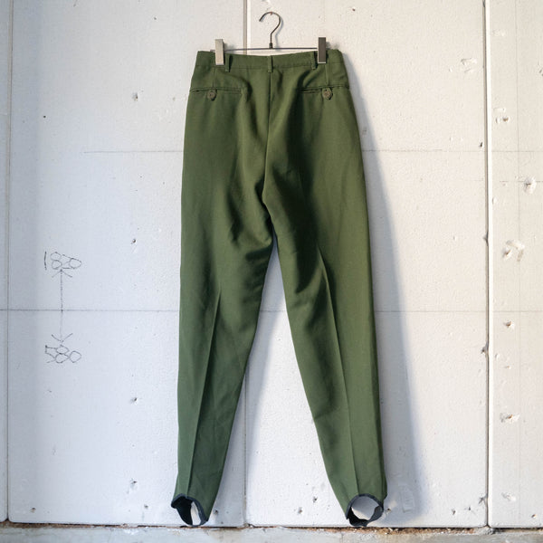 1970s Swedish military wool × poly work pants -with foot strap 'dead stock'