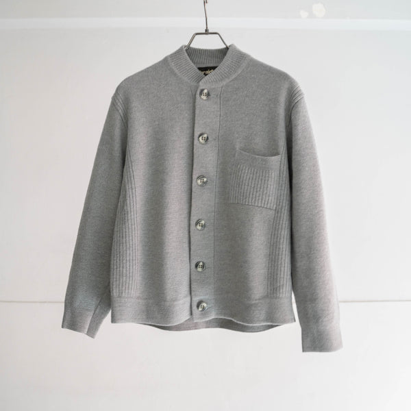 1980-90s Europe gray color full open knit jacket