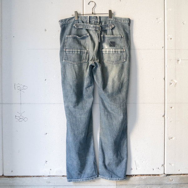 around 1990s XLARGE denim work pants -with buckle back- 'hickory fabric'