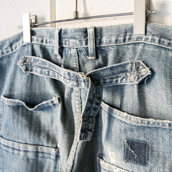 around 1990s XLARGE denim work pants -with buckle back- 'hickory fabric'