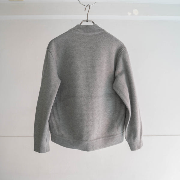1980-90s Europe gray color full open knit jacket