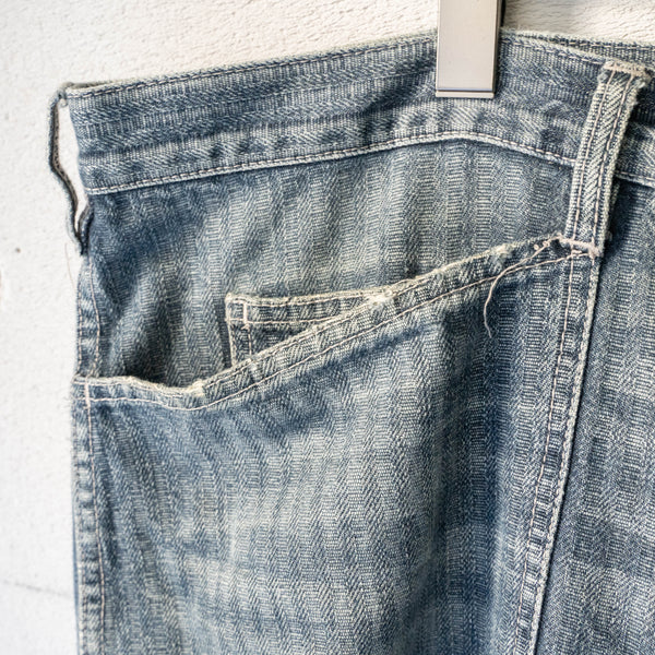 around 1990s XLARGE denim work pants -with buckle back- 'hickory fabric'