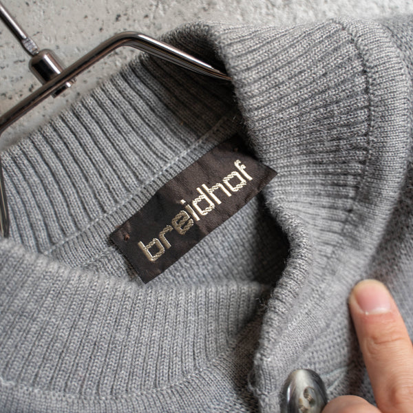 1980-90s Europe gray color full open knit jacket