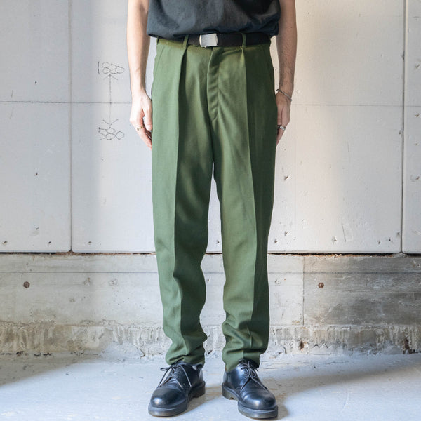 1970s Swedish military wool × poly work pants -with foot strap 'dead stock'