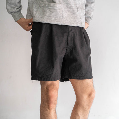 1970s Italian military two tuck chino shorts -black dyed- 'dead stock'