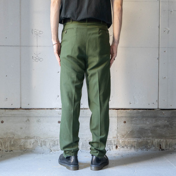 1970s Swedish military wool × poly work pants -with foot strap 'dead stock'