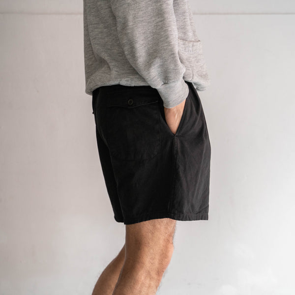 1970s Italian military two tuck chino shorts -black dyed- 'dead stock'