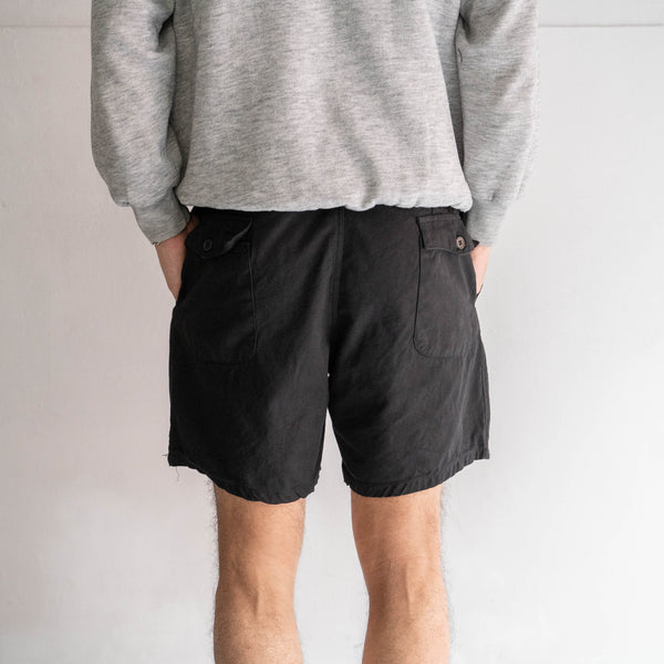 1970s Italian military two tuck chino shorts -black dyed- 'dead stock'
