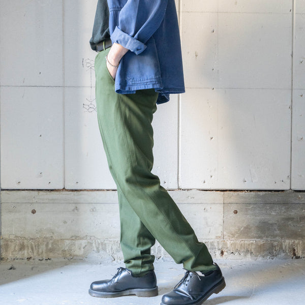 1970s Swedish military wool × poly work pants -with foot strap 'dead stock'