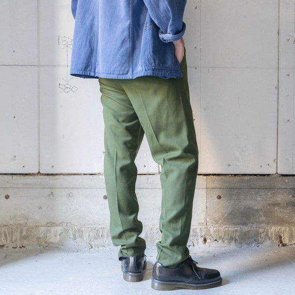 1970s Swedish military wool × poly work pants -with foot strap 'dead stock'