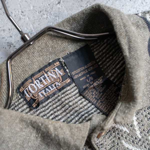 1980-90s Italy khaki × white knit polo