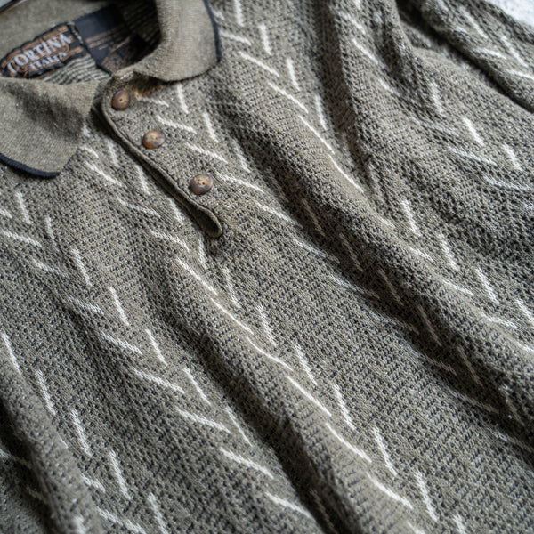 1980-90s Italy khaki × white knit polo