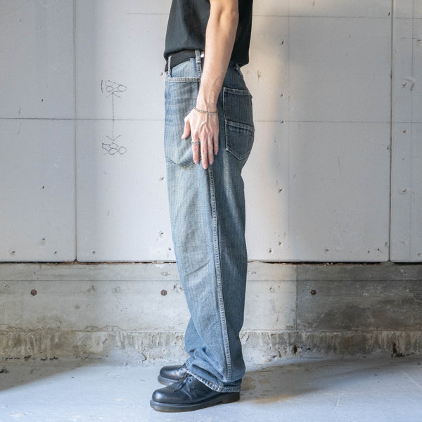 around 1990s XLARGE denim work pants -with buckle back- 'hickory fabric'