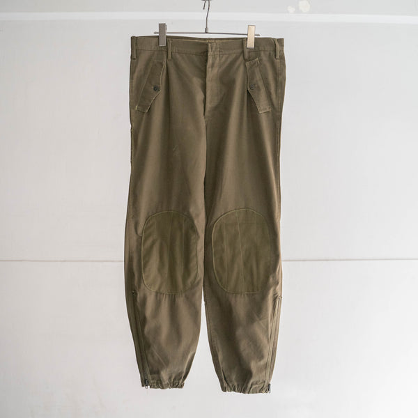 1980s Italian military khaki color parachute pants -hem zip-