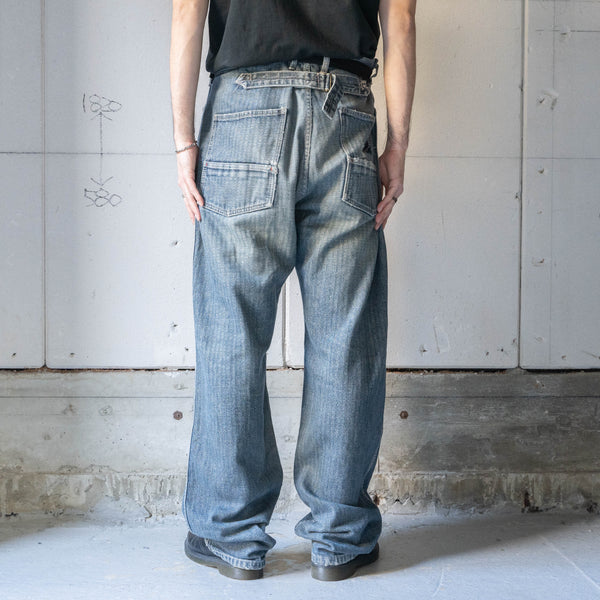 around 1990s XLARGE denim work pants -with buckle back- 'hickory fabric'