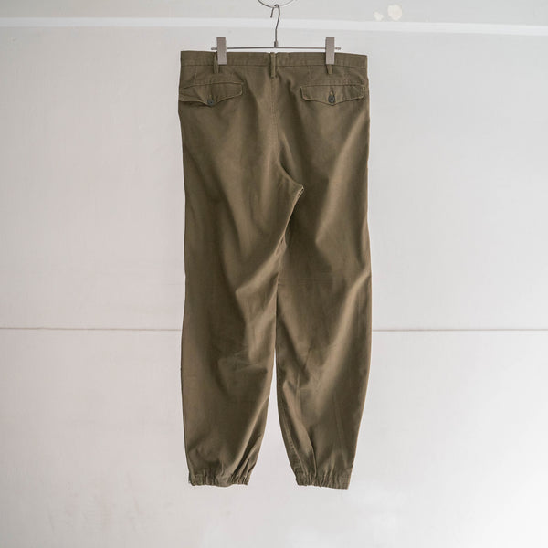 1980s Italian military khaki color parachute pants -hem zip-