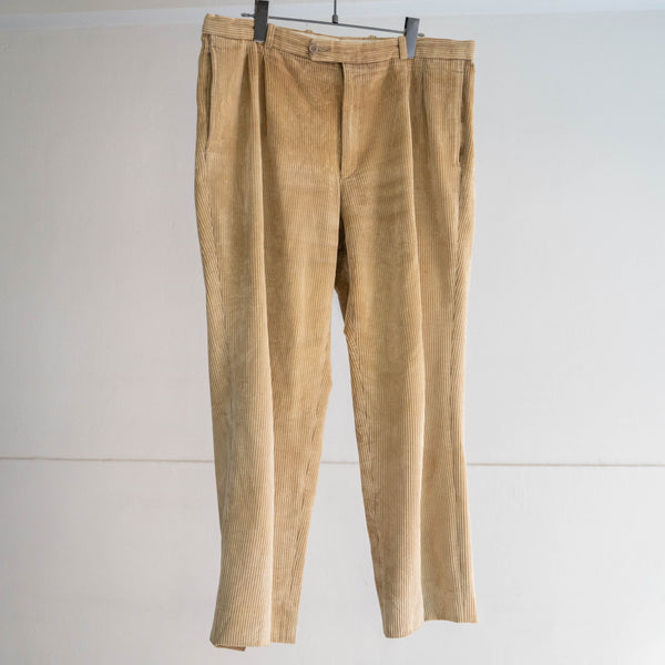 1990s beige color two tuck corduroy pants