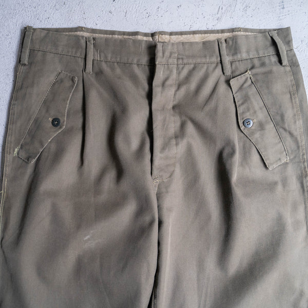 1980s Italian military khaki color parachute pants -hem zip-