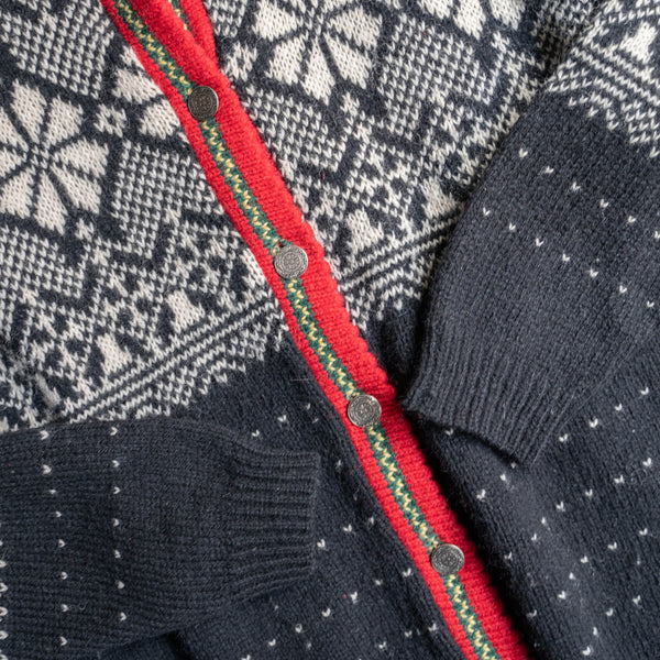 1980s USA snow pattern full open knit -good accent-