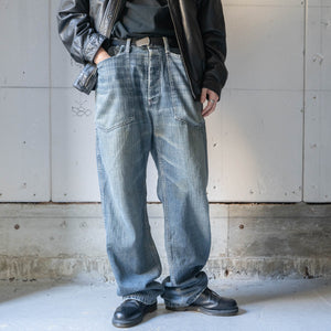 around 1990s XLARGE denim work pants -with buckle back- 'hickory fabric'