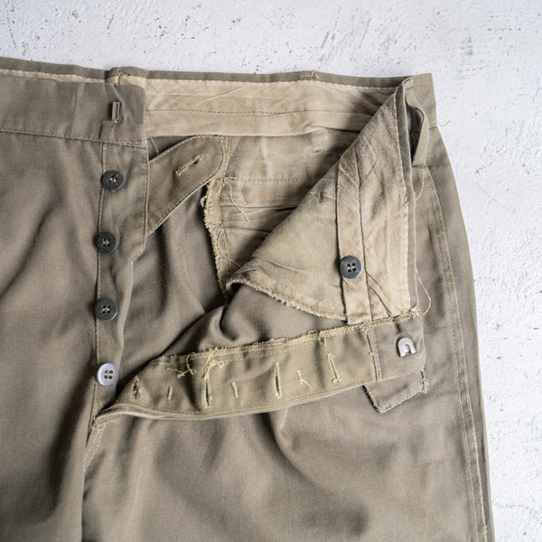 1980s Italian military khaki color parachute pants -hem zip-