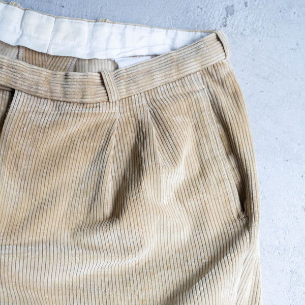 1990s beige color two tuck corduroy pants