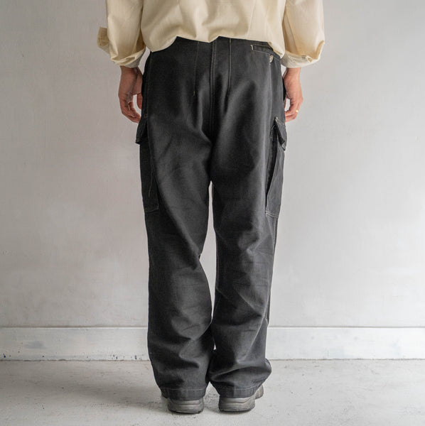 around 1980s German military cargo pants -black dyed-  'one tuck remake'