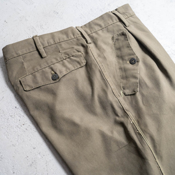 1980s Italian military khaki color parachute pants -hem zip-