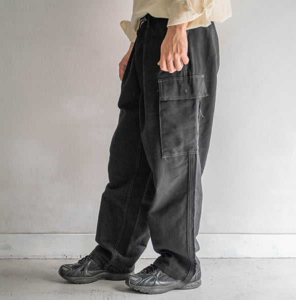 around 1980s German military cargo pants -black dyed-  'one tuck remake'
