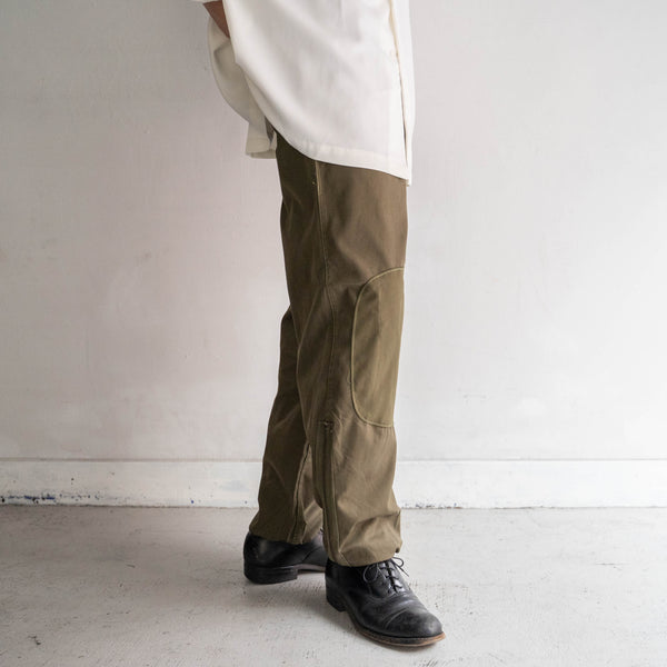 1980s Italian military khaki color parachute pants -hem zip-