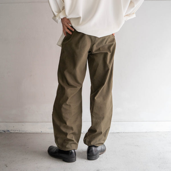 1980s Italian military khaki color parachute pants -hem zip-