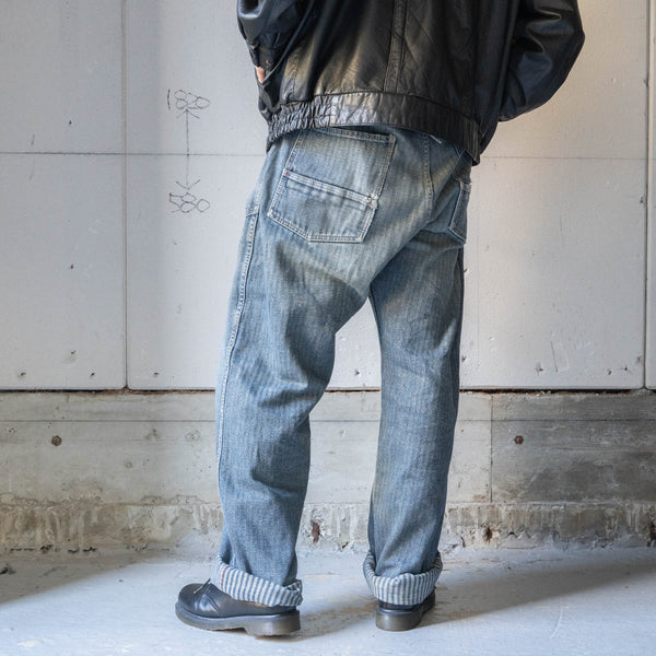 around 1990s XLARGE denim work pants -with buckle back- 'hickory fabric'