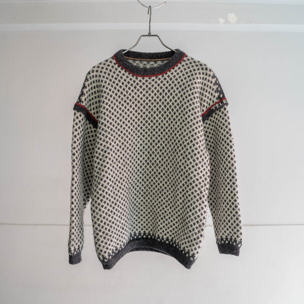 1980-90s white × black bird's eye switching knit