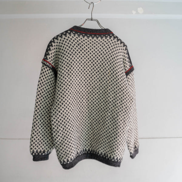 1980-90s white × black bird's eye switching knit