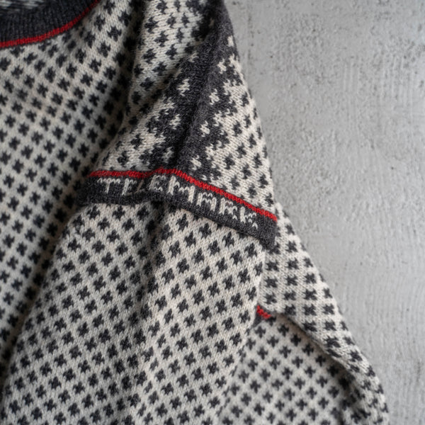 1980-90s white × black bird's eye switching knit