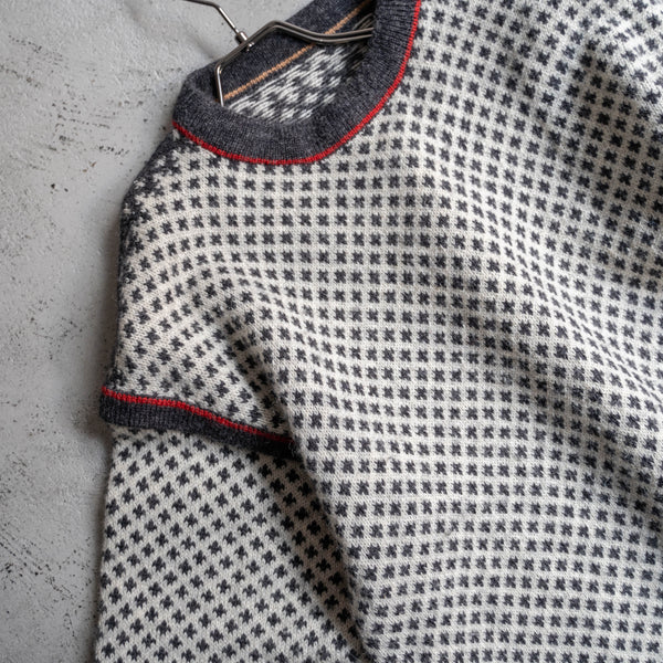 1980-90s white × black bird's eye switching knit