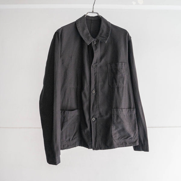 around 1960s France cotton twill work jacket -black dyed- 'dead stock' -1